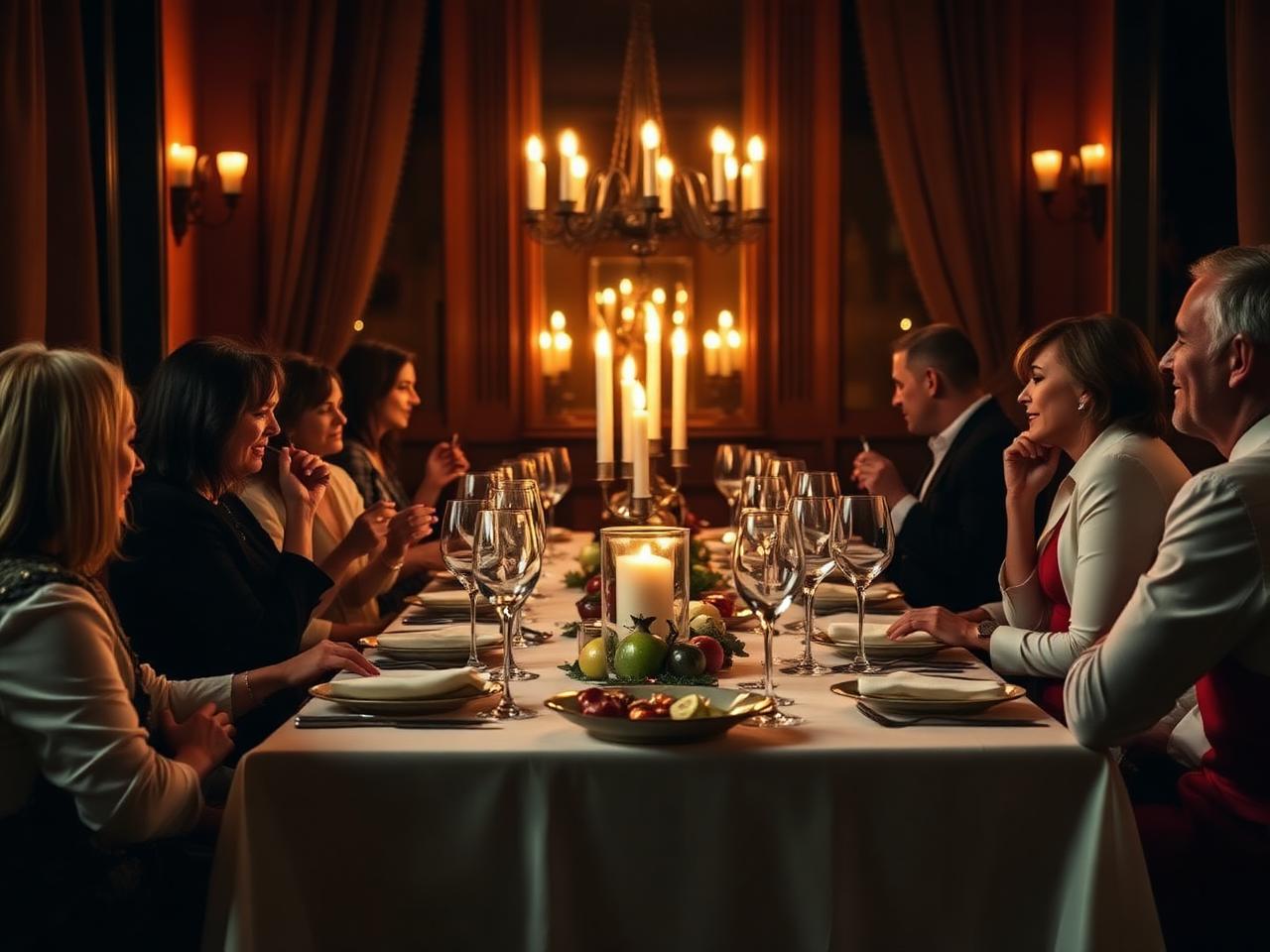 Elegant candlelit dinner table